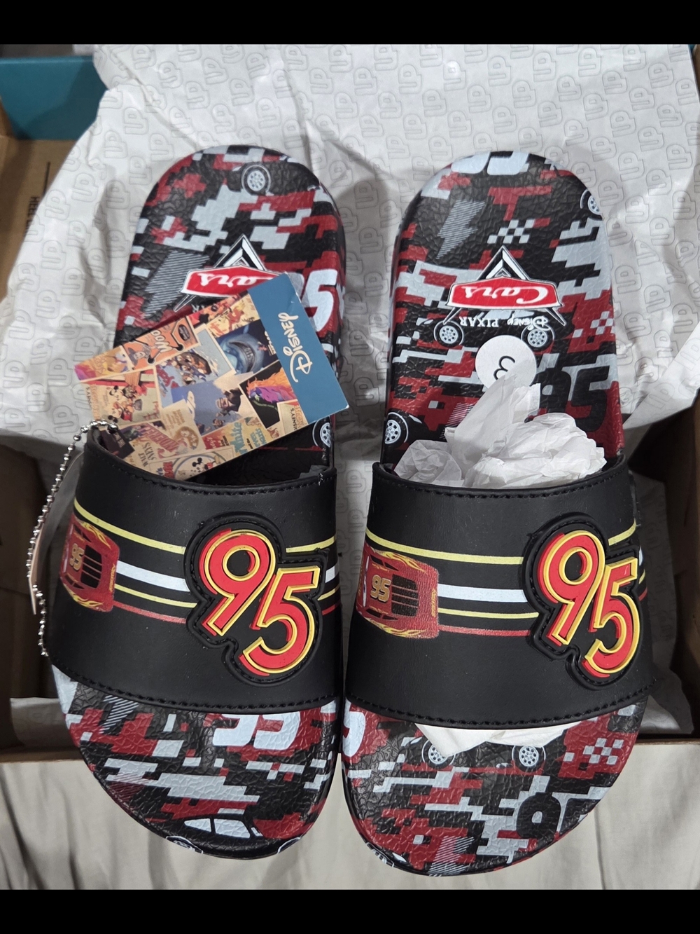 Disney Lightning McQueen 95 Kids Slide Sandals in Black and Red
